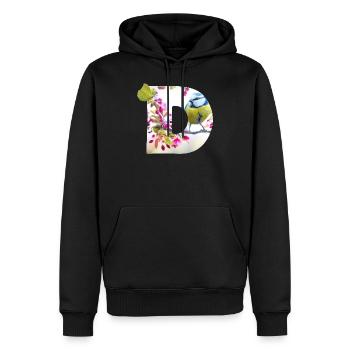 printemps oiseau papillon d - Sweat à capuche Premium bio Homme - noir - Devant - Nico (187cm)