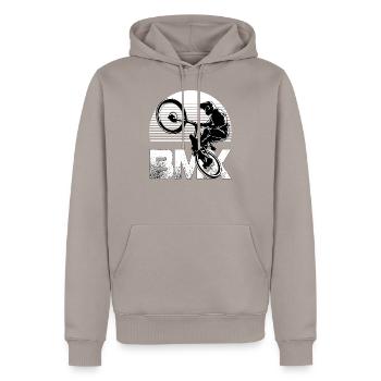 BMX freestyle - Männer Premium Bio Hoodie - Taupe - Vorne - Nico (187cm)