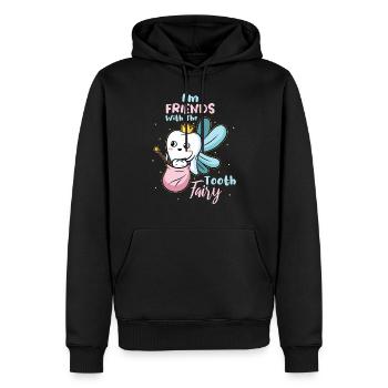 Assistante dentaire - Sweat à capuche Premium bio Homme - noir - Devant - Nico (187cm)