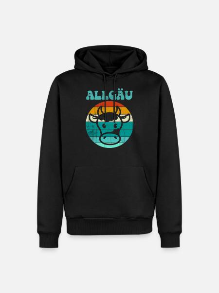 Allgäu Kuh - Männer Premium Bio Hoodie - Schwarz