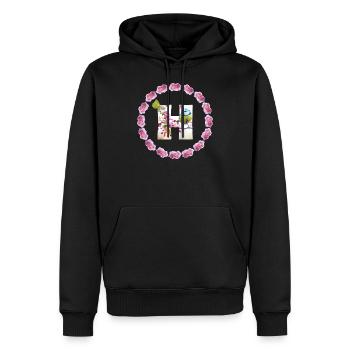 printemps oiseau papillon h - Sweat à capuche Premium bio Homme - noir - Devant - Nico (187cm)
