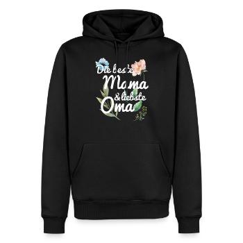 DIe beste Mama und liebste Oma Spruch floral Blume - Männer Premium Bio Hoodie - Schwarz - Vorne - Nico (187cm)
