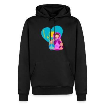 Babuschka Matrjoschka Design mit Kasachstan Flagge - Männer Premium Bio Hoodie - Schwarz - Vorne - Nico (187cm)