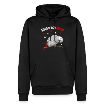 Graupapagei Mama Liebe Papagei Herz Vogel - Männer Premium Bio Hoodie - Schwarz - Vorne - Nico (187cm)