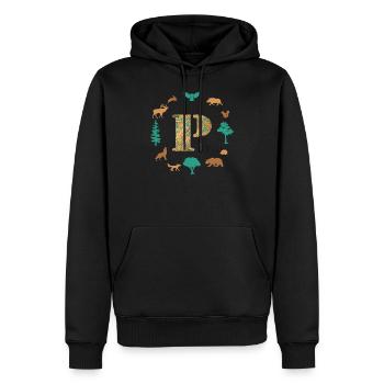 wald e 95 p - Sweat à capuche Premium bio Homme - noir - Devant - Nico (187cm)