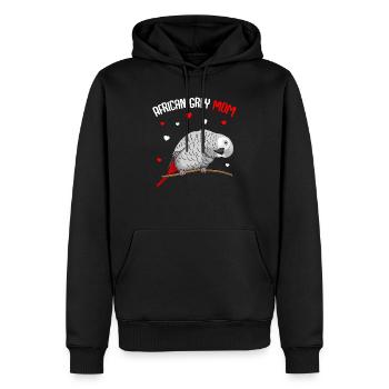Gris perroquet Mama Oiseau Lieberhaber - Sweat à capuche Premium bio Homme - noir - Devant - Nico (187cm)