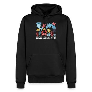 Protège les océans - Sweat à capuche Premium bio Homme - noir - Devant - Nico (187cm)