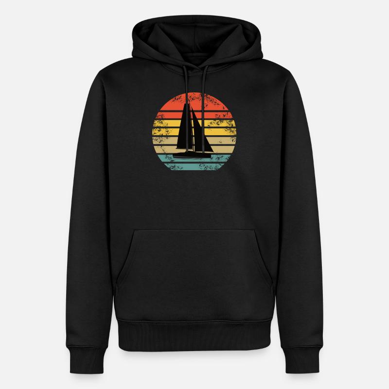 Segeln Boot Retro - Männer Premium Bio Hoodie - Schwarz