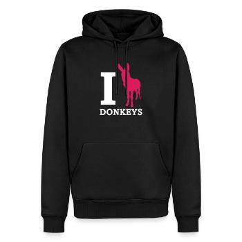 I Love Donkeys Esel Maultier Eselchen - Männer Premium Bio Hoodie - Schwarz - Vorne - Nico (187cm)