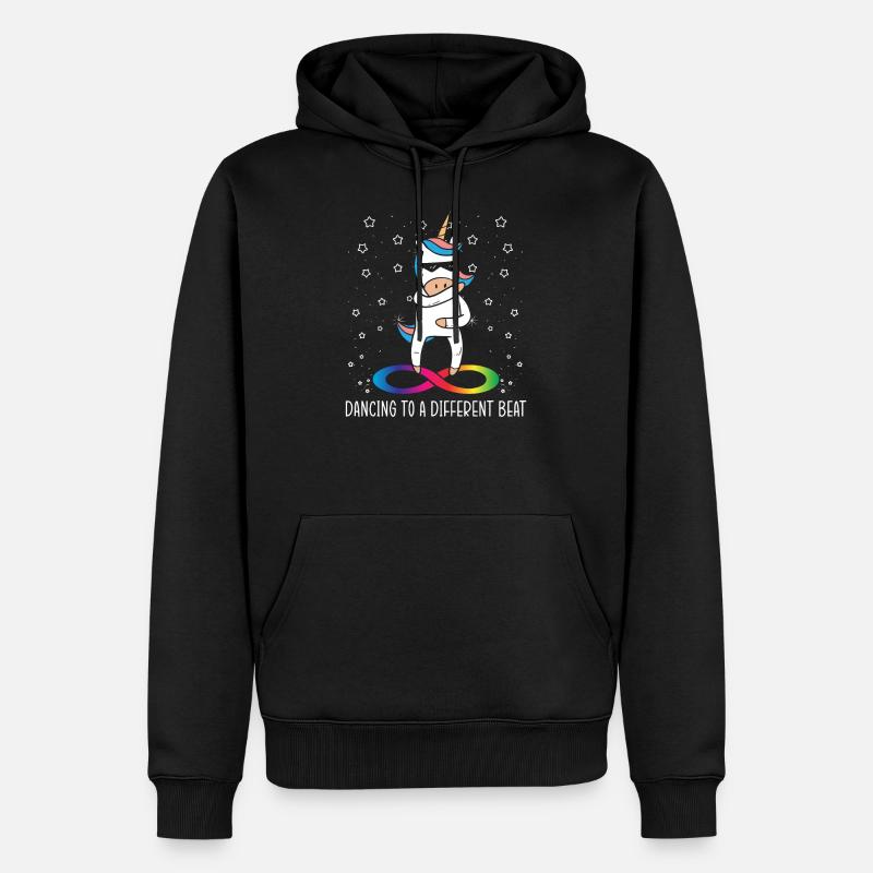 Dancing To A Different Beat Neurodiversity Unicorn - Sweat à capuche Premium bio Homme - noir