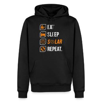 Eat Sleep Solar Repeat - Männer Premium Bio Hoodie - Schwarz - Vorne - Nico (187cm)