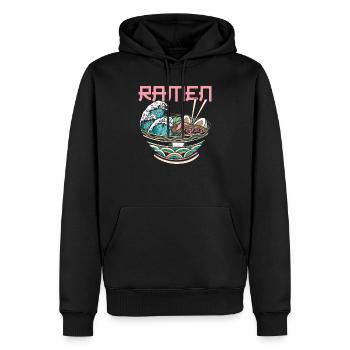 La Grande Vague au large de Kanagawa Ramen Eater Noodle - Sweat à capuche Premium bio Homme - noir - Devant - Nico (187cm)