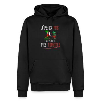 Je peux pas je plante mes tomates - Sweat à capuche Premium bio Homme - noir - Devant - Nico (187cm)