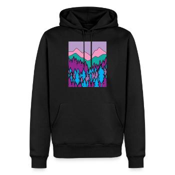 Nature forêt arbres liberté soleil - Sweat à capuche Premium bio Homme - noir - Devant - Nico (187cm)