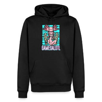 Kawaii Gamesalotl Gamer Axalotl Walking Fish - Männer Premium Bio Hoodie - Schwarz - Vorne - Nico (187cm)