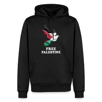 Freies Palästina mit Taube - Männer Premium Bio Hoodie - Schwarz - Vorne - Nico (187cm)