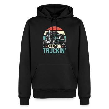 Halten Sie auf Truckin' Retro Trucker 18 Wheeler Truck - Männer Premium Bio Hoodie - Schwarz - Vorne - Nico (187cm)