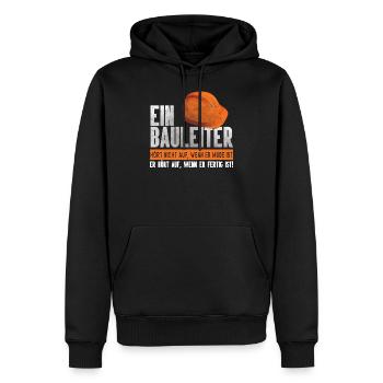 Ein Bauleiter hört nicht auf Baustelle Spruch - Männer Premium Bio Hoodie - Schwarz - Vorne - Nico (187cm)