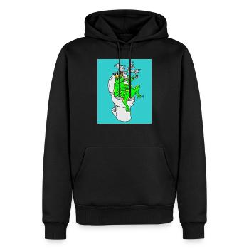 Rauchender Frosch auf dem Klo - Männer Premium Bio Hoodie - Schwarz - Vorne - Nico (187cm)