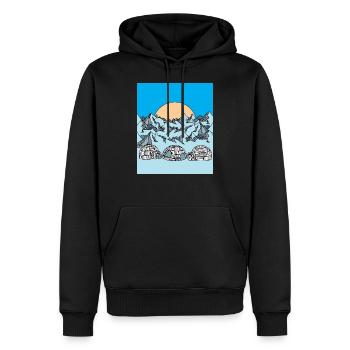 Igloo neige et glaces - Sweat à capuche Premium bio Homme - noir - Devant - Nico (187cm)