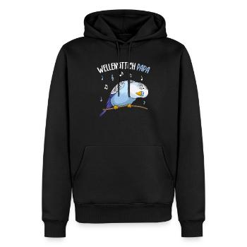 Wellensittich Papa Blausittich Vater Blau - Männer Premium Bio Hoodie - Schwarz - Vorne - Nico (187cm)