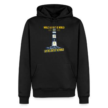 Christianity Jesus Lighthouse Gift Idea John 9:5 - Sweat à capuche Premium bio Homme - noir - Devant - Nico (187cm)