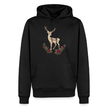 Cerf aux roses costume bois de cerf - Sweat à capuche Premium bio Homme - noir - Devant - Nico (187cm)