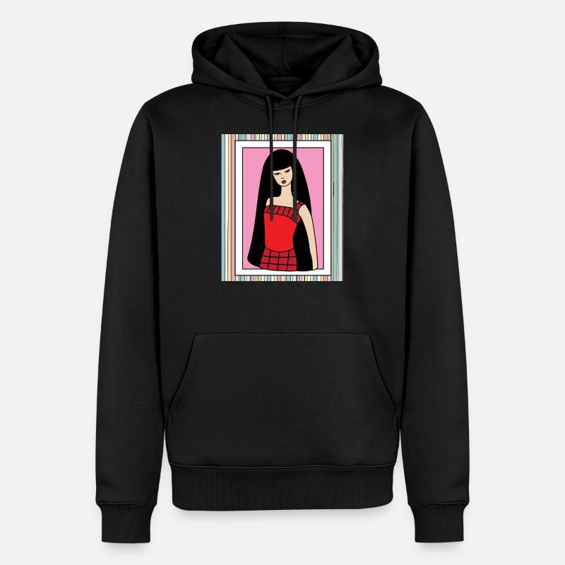 Bunte Retro Puppe - Männer Premium Bio Hoodie - Schwarz