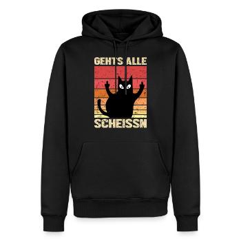 gehts scheissn, schleich di, zornige Katze, Wien - Männer Premium Bio Hoodie - Schwarz - Vorne - Nico (187cm)