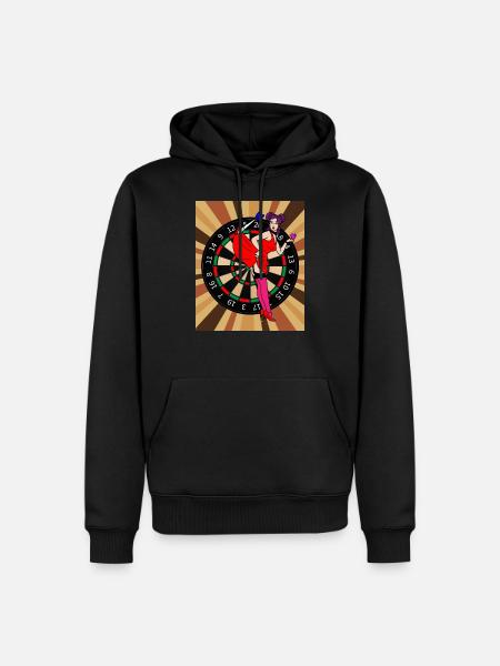 Dartboard Dart player with darts - Men’s Premium Organic Hoodie - black
