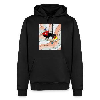 Retro Skateboarder & Skater Skateboard - Men’s Premium Organic Hoodie - black - Front - Nico (187cm)