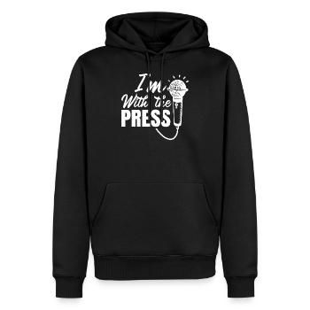 Je suis à La Presse Journaliste - Sweat à capuche Premium bio Homme - noir - Devant - Nico (187cm)