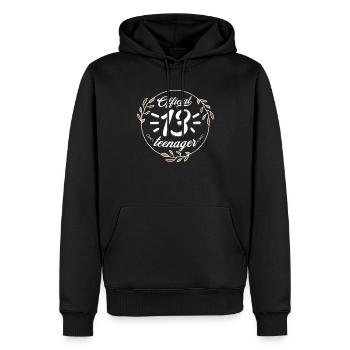Adolescente Official 13 - Sweat à capuche Premium bio Homme - noir - Devant - Nico (187cm)