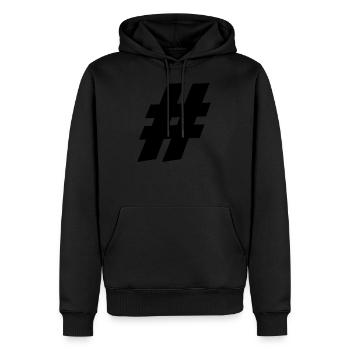 htag h tag hachtag logo symbole simple - Sweat à capuche Premium bio Homme - noir - Devant - Nico (187cm)