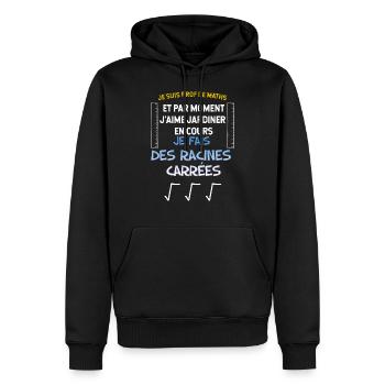 Humour Maths, racine carrée cadeau enseignants, - Sweat à capuche Premium bio Homme - noir - Devant - Nico (187cm)