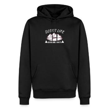 Scout Camping Outdoor : Scout Life - Männer Premium Bio Hoodie - Schwarz - Vorne - Nico (187cm)