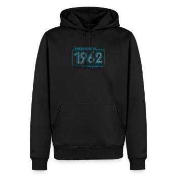 EDITION LIMITÉE 1962 59 ans - Sweat à capuche Premium bio Homme - noir - Devant - Nico (187cm)