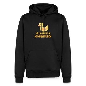 Rubber Duck Gift my therapist is my rubber duck - Männer Premium Bio Hoodie - Schwarz - Vorne - Nico (187cm)