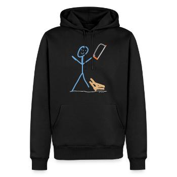 Sticky man wood saw carpenter carpenter - Men’s Premium Organic Hoodie - black - Front - Nico (187cm)