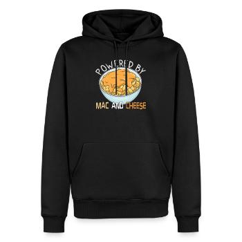MAC AND CHEESE GIFT : powered by Mac and Cheese - Men’s Premium Organic Hoodie - black - Front - Nico (187cm)