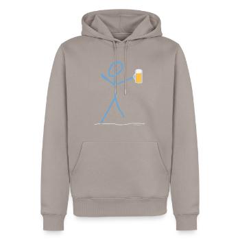 Beer Stick Man Drinking ToastIng Celebrations - Men’s Premium Organic Hoodie - taupe - Front - Nico (187cm)