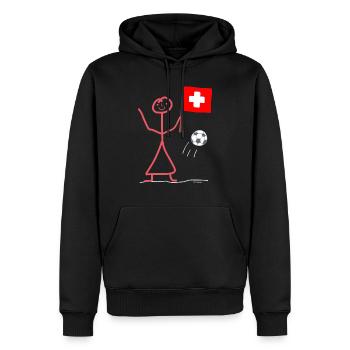 Fußball Frau Schweiz Strichfrau spielen Wettkampf - Männer Premium Bio Hoodie - Schwarz - Vorne - Nico (187cm)