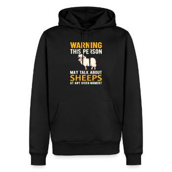 SHEEP FARMER BARN warning talk about sheeps - Männer Premium Bio Hoodie - Schwarz - Vorne - Nico (187cm)