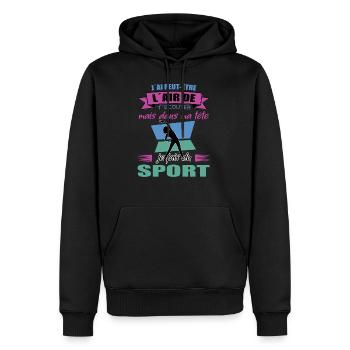 je fais du sport sportif cadeau - Sweat à capuche Premium bio Homme - noir - Devant - Nico (187cm)