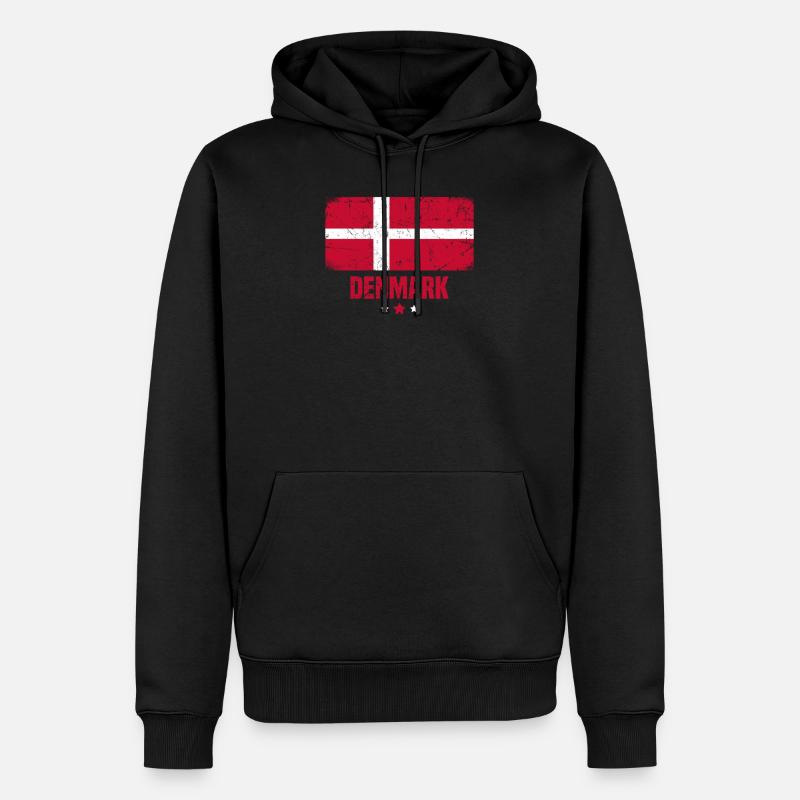 Danemark Drapeau danois - Sweat à capuche Premium bio Homme - noir