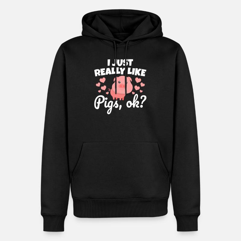 Cochons drôles mignons - Sweat à capuche Premium bio Homme - noir