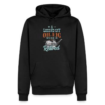Travailleur retraité des plates-formes pétrolières - Sweat à capuche Premium bio Homme - noir - Devant - Nico (187cm)