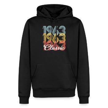 Classic Vintage 59e anniversaire Né en 1963 - Sweat à capuche Premium bio Homme - noir - Devant - Nico (187cm)