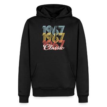 Classic Vintage 55e anniversaire Né en 1967 - Sweat à capuche Premium bio Homme - noir - Devant - Nico (187cm)
