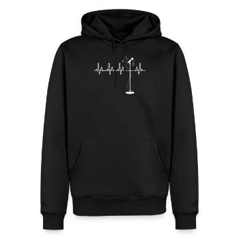 Heartbeat Microphone Chant Chanteur Karaoké - Sweat à capuche Premium bio Homme - noir - Devant - Nico (187cm)